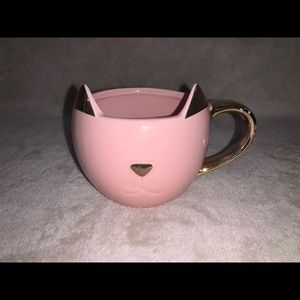 Pink And Gold Trimmed Cat Mug